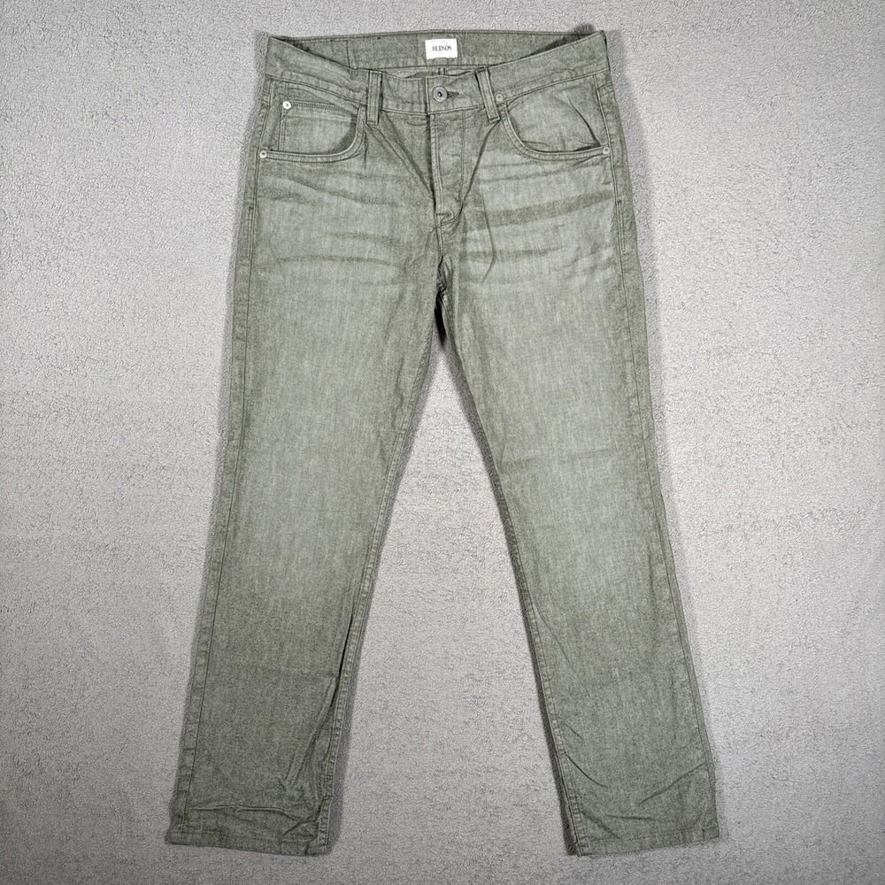 Hudson Blake Slim Straight Jeans Mens 32 Fits 33x29 Olive Green Stretch